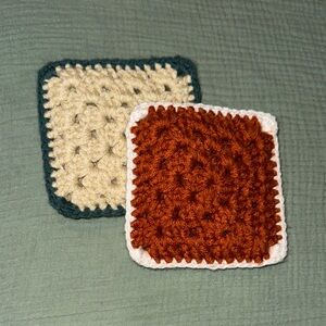 Handcrafted Crochet Kitchen scrubbing pad Set - Cream and Brown
